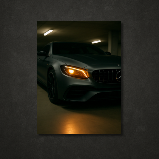 Matte Black Luxury Car - Neon LED Poster